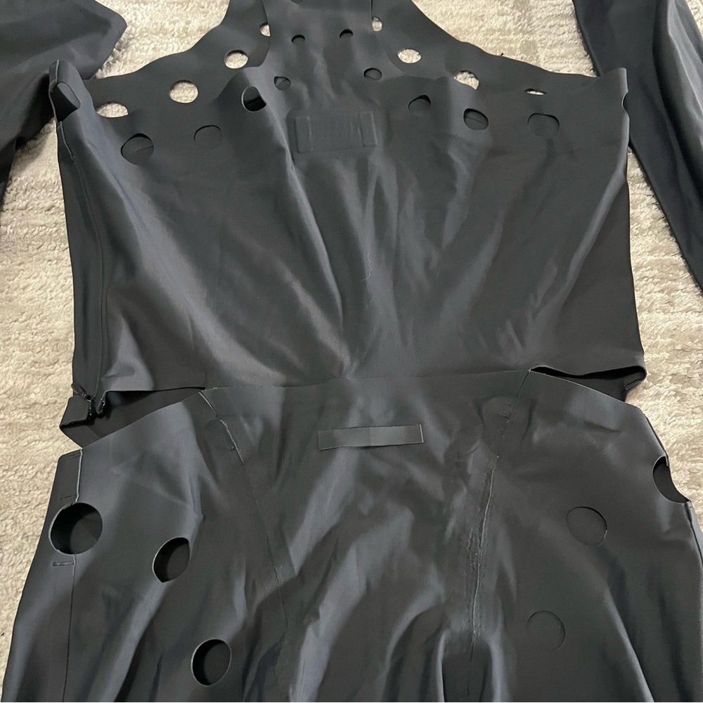 Jean Paul Gaultier Perforated Long Sleeve Mini Dress Gray Cut Out Size 36 - Picture 8 of 10